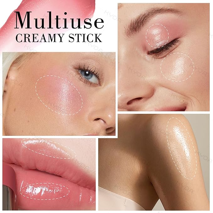 KYDA Orange Blush Stick, Natural Glow Face Blusher, Dewy Glow Finish, Radiance Balm for Glass Skin, Lightweight Creamy Multiuse Makeup Stick, Buildable Watercolor Blush Balm, Moisturizing