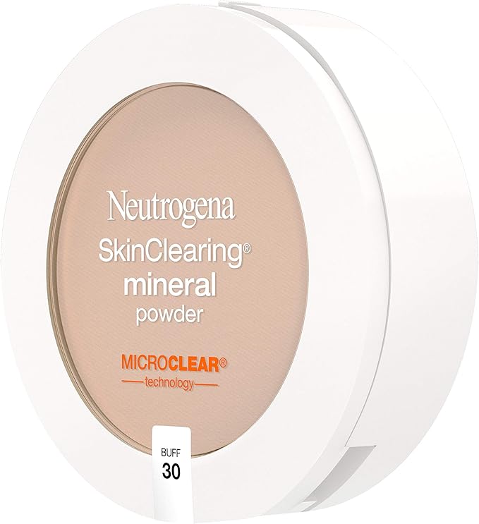 Neutrogena SkinClearing Mineral Acne-Concealing Pressed Powder Compact, Shine-Free & Oil-Absorbing Makeup with Salicylic Acid to Cover, Treat & Prevent Acne Breakouts, Buff 30, .38 oz