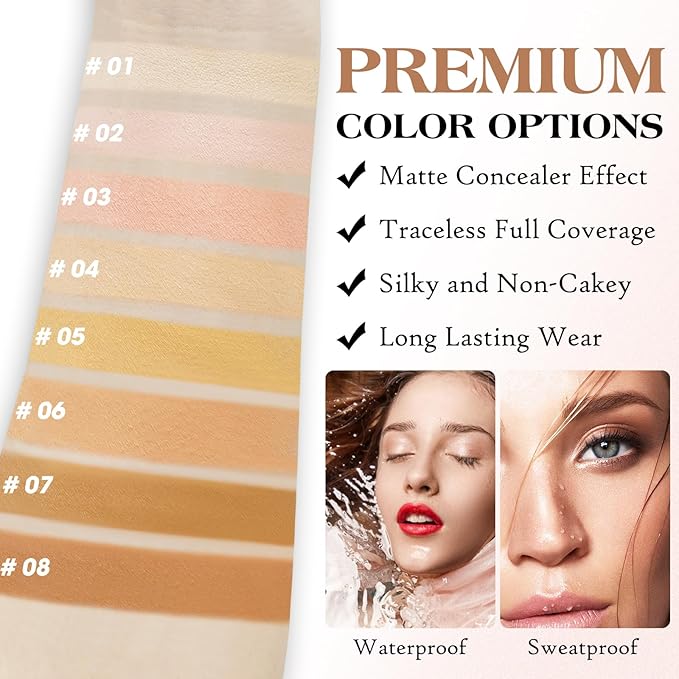 Full Coverage Cream Concealer Kit with Brush - Hydrating Waterproof Under-Eye Concealer for Concealing Dark Circles, Acne, Blemishes, Pores, and Spots (#04)