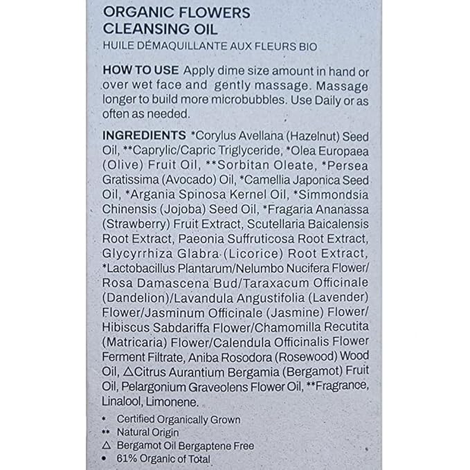 Whamisa Organic Flowers Cleansing Oil, Face Cleanser, Postbiotic-Rich Makeup Remover for Deep Cleansing, Pore Care, Rolling, Fermented, Easy Clean (260ml)