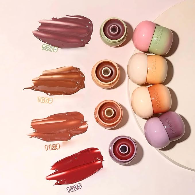 Novo Lip Stain & Mirror Shine Lip Glaze - Waterproof Lip Tint, Glossy & Matte Finish, Hydrating Non-Sticky, Shattered Mirror Effect, White Pondflower Seed Oil, Jelly-Like Gloss for Long-Lasting Wear