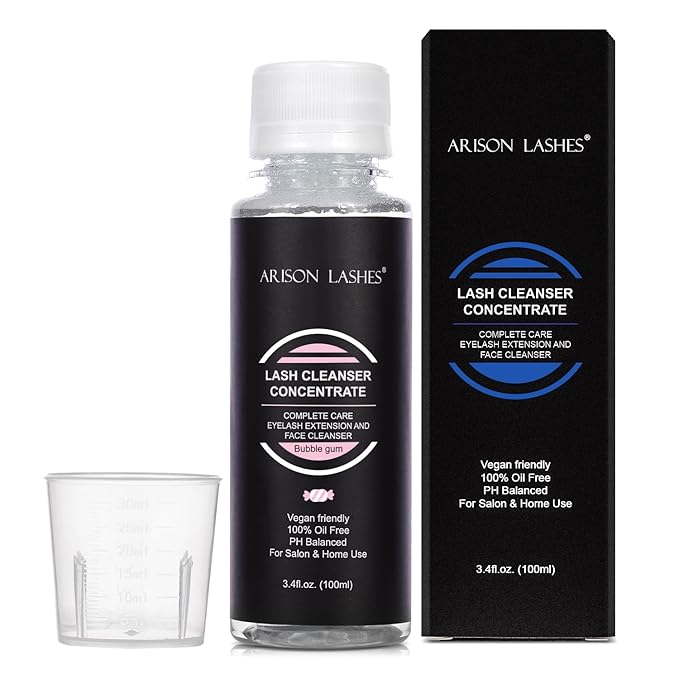Eyelash Cleanser Concentrate 100ml Lash Extensions Shampoo Natural Foaming Cleanser DIY Non-lrritating Wash for Extensions Lashes with Salon Home Care-Makes 20 Bottles 60ml lash Shampoo (Bubble gum)