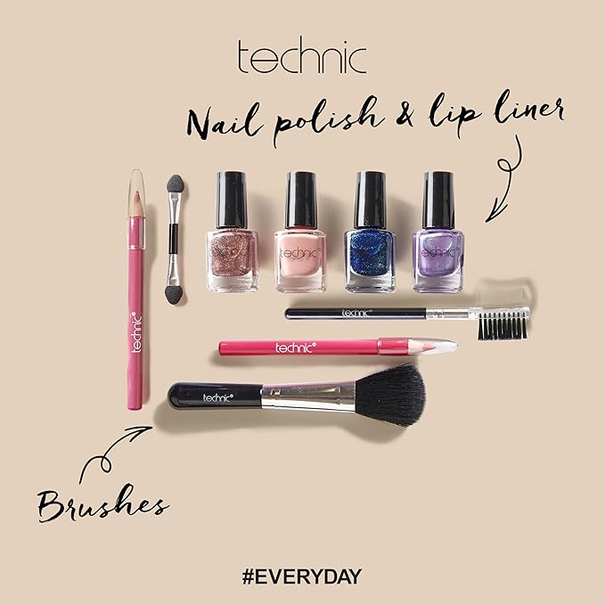 28 Pcs Carry All Full Make Up Kit In a Trunk Train Case Including Makeup Brushes, Eye Shadows, Nail Polish, Blushers, Lipsticks and More