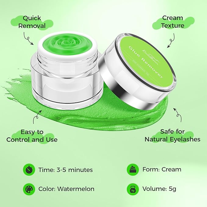 Eyelash Extension Remover Cream, Professional Lash Remover for Lash Extensions, Low Irritation, Fast Dissolution, Lash Extension Remover Cream for Salon Use, 5g (Watermelon)