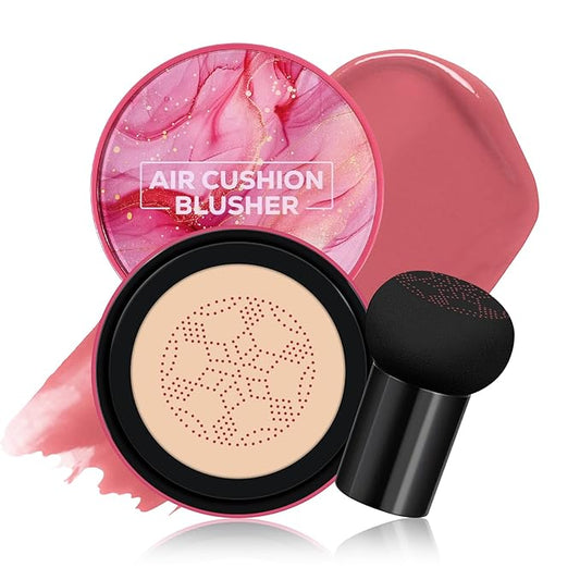 KYDA Air Cushion Blush, Mushroom Head Air Cushion Blusher, Natural Glow Liquid Blusher for Cheeks and Eyes, Buildable Matte Coverage, Lightweight Blendable, Silky Cream Blush Makeup, 04 Cameo Brown