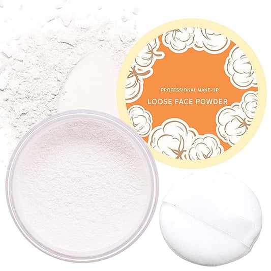 Oil Control Loose Face Powder,Translucent Setting Powder With a Powder Puff Long Lasting Makeup Covering Blemishes Brightens Skin Tone,Natural Matte Loose Powder for Women(1)