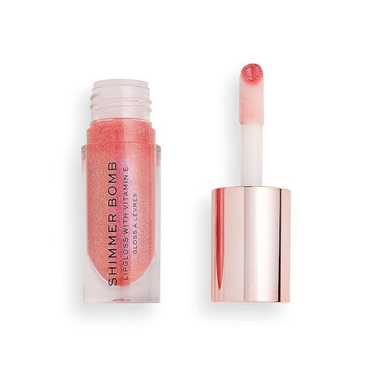 Revolution Shimmer Bomb Lip Gloss, Lip Tint Infused With Vitamin E, Shimmery Finish, Comes In 6 Colors, Daydream