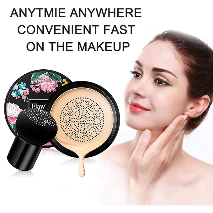 Mushroom Head Air Cushion BB Cream,Concealer Lasting Nude Makeup Moisturizing Pigment CC Liquid Foundation, Even Skin Tone Makeup Base Primer(Natural)