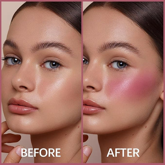 2 Pcs Liquid Blush, Long-lasting Liquid Blush for Cheeks and Eyes, High-pigment Color Lightweight Glowy Natural Facial Contouring