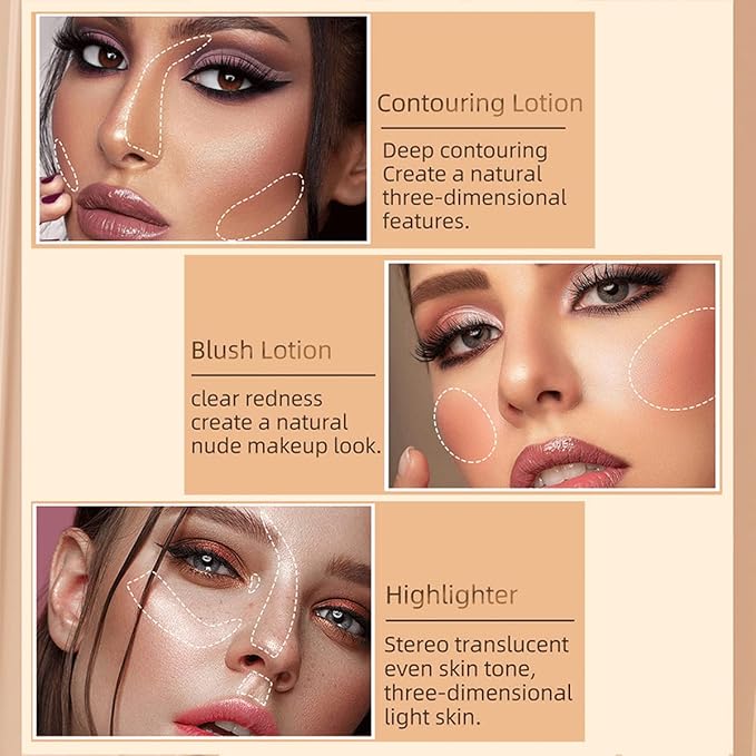 Blush Beauty Wand Highlighter 2 Pack, Matte Liquid Face Blush & Highlighter with Cushion Applicator, Natural Silky Smooth Creamy Stick Attached Easy to Blend, Long Lasting & Natural Finish Makeup Stick (03# Cherry Blush & 04# Highlight)