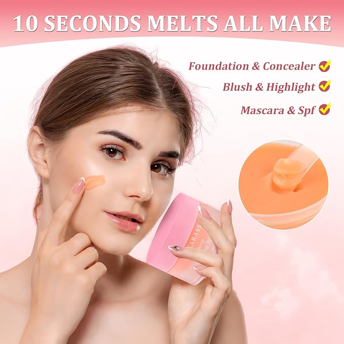 Natural Makeup Cleansing Balm Makeup Melt Balm Infused with Jojoba Seed Oil Grapeseed Oil + Vitamin E -Oil Base Cleanser