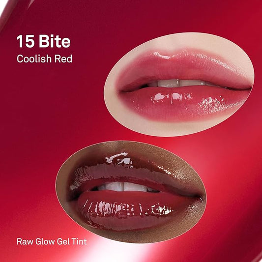HINCE Raw Glow Gel Tint - Glossy Dewy Lip Tint, Non-Sticky & Long Wearing Lip Gloss for Natural Glass Glow, Moisturizing Liquid Lipstick, Vegan, 0.13 fl.oz. (BITE, 15)