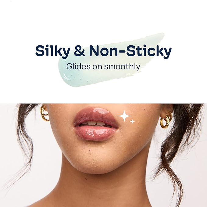 MIXIK Glossy Lip Serum, Ultra-Hydrating Lip Gloss with Blue Agave, Olive & Avocado Oils for Soft and Smooth Lips, Long Lasting Moisture without the Sticky Feel (Clear Oasis)