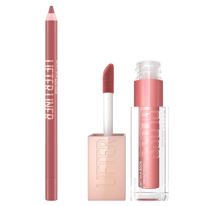 Maybelline Lifter Gloss and Lifter Liner Bundle, Lip Gloss and Lip Liner in Shades Moon and Big Lift, Pack of 2
