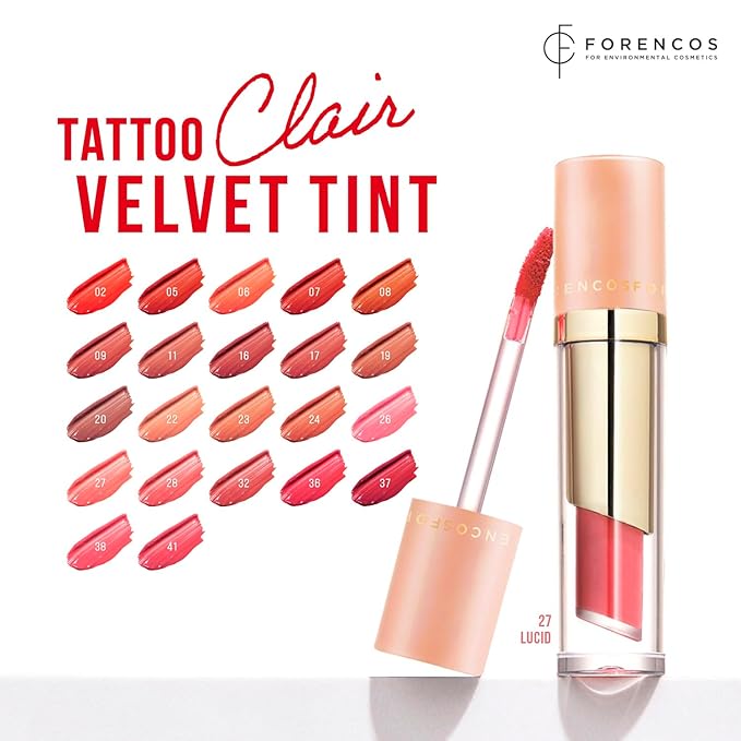 FORENCOS Long Lasting Waterproof Lip Stain Liquid Lipstick, Velvet Matte, Longwear, High Pigmentation, Tattoo Lips, Weightless, Smudge-proof, Non-Sticky, Korean Lip Tint Stain Makeup (27 Lucid)