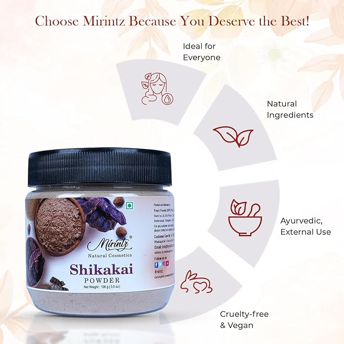 100% Natural Shikakai Powder | (3.5 Oz) Pure Shikakai Powder for Hair care -Cleansing & Conditioning | Hair Pack for Hair Growth | Herbal Shikakai Powder DIY Ayurvedic Hair Mask