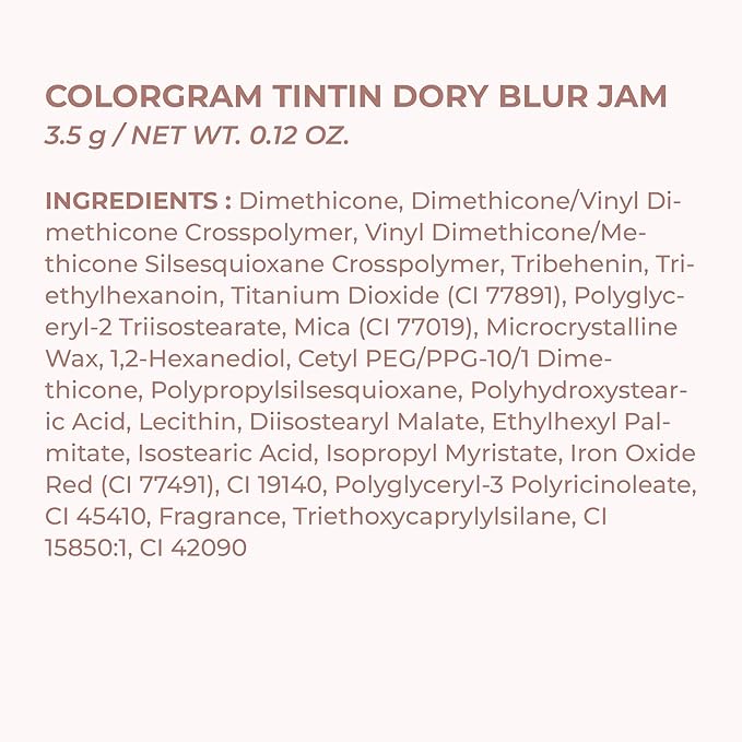 COLORGRAM TINTIN DORY BLUR JAM 01 PINK CASHEW NUT | Pudding Pot Lip & Cheek Tint with Whipped Mousse Texture | Velvet Matte Finish, Featherlight Blur Tint | Multi-Use Korean Makeup