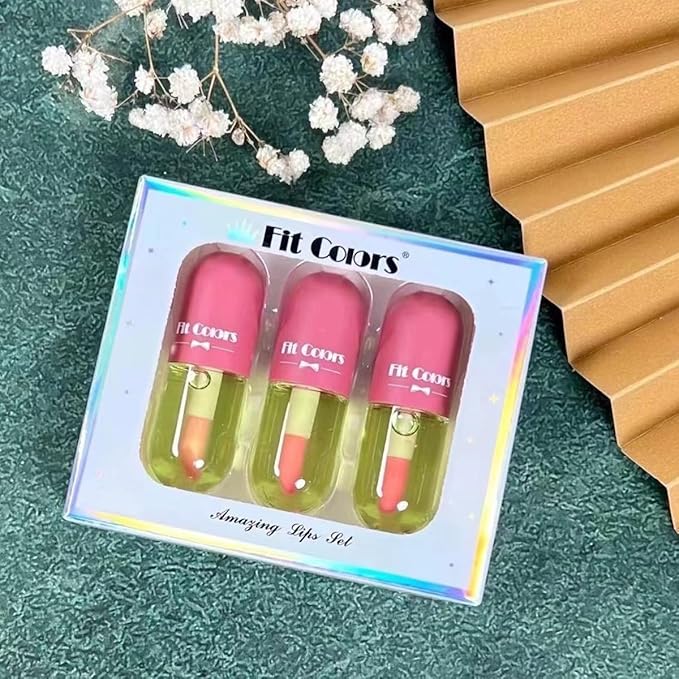 3 Set Alve Color Changing Lip Oil Hydrating Tinted Plump Lip Gloss, Glass Lip Glow Oil Fresh Texture & Non-sticky, Repairing Lightening Lip Lines Lip Care- 01