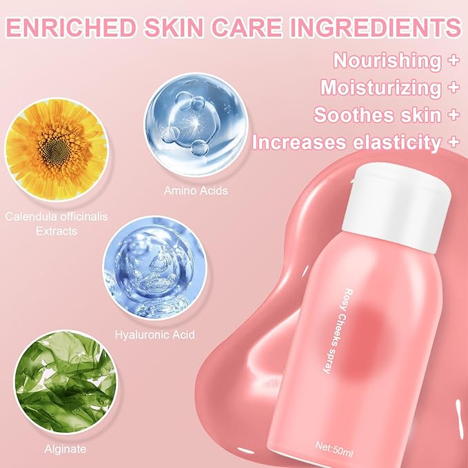 Airbrush Blush Spray Makeup For Cheeks, Silky Mist Blush Spray Face Cheek, Natural Matte Pink Skin, Waterproof Long Lasting Dewy Makeup, Moisturizing Lightweight Blendable (Chill)