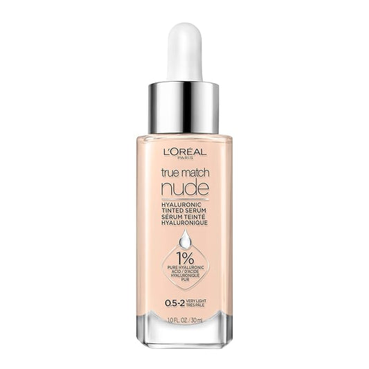L’Oréal Paris True Match Nude Hyaluronic Tinted Serum Foundation with 1% Hyaluronic acid & Makeup True Match Lumi Glotion Natural Glow Enhancer Lotion, Fair, 1.35 Ounces