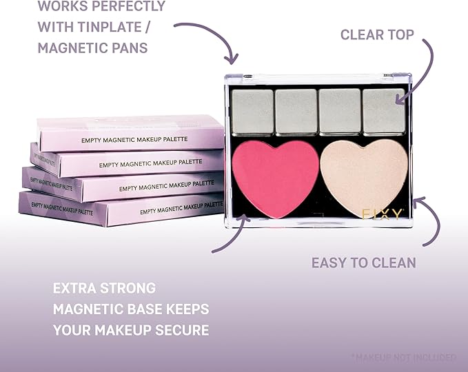 FIXY Extra Small Magnetic Makeup Organizer with Clear Top – Depot, Organize & Declutter Your Makeup – Travel-Friendly Empty Palette for Eyeshadow, Blush & More, Customizable & Portable - 4.8"x4.0"