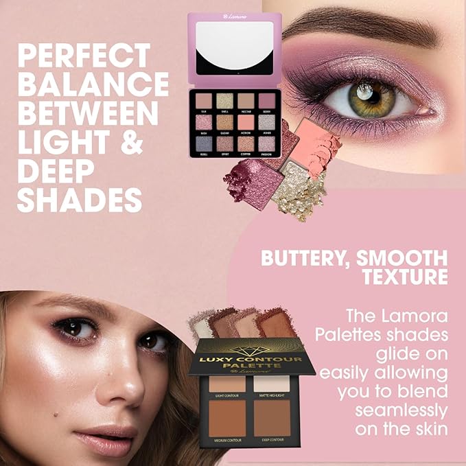 Lamora Rose Smokey Eyeshadow Palette with Powder Contour Palette