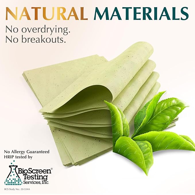 Save 10% on 4 Pack - Natural Oil Blotting Sheets for Face with Bamboo Charcoal + Natural Green Tea Oil Blotting Sheets for Face - 25% Larger