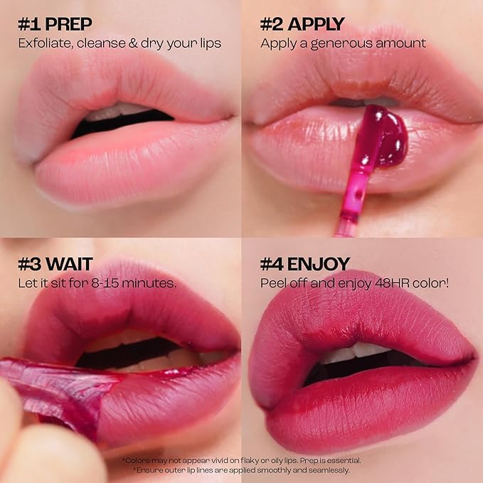 Rouge Star Plumping Lip Tattoo (0.17 oz) - 72-HR Long Lasting Waterproof Peel Off Lip Stain - Extreme Lip Plumper Transfer-Proof, Non -Sticky Hydrating Matte Lip Tint Tattoo (Plum Berry)
