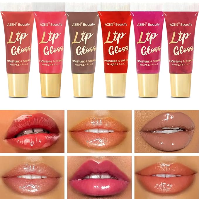 AZEN 120 Pack Lip Gloss Set, Color Lip Oil for Dry Cracked Lips Moisturizing Hydrating Nourishing with Vitamin E