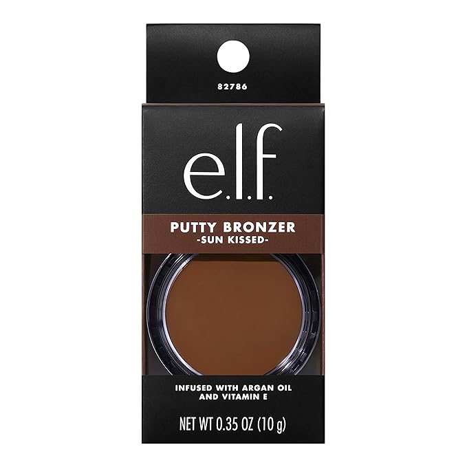 e.l.f. Putty Bronzer, Creamy & Highly Pigmented Formula, Creates a Long-Lasting Bronzed Glow, Infused with Argan Oil & Vitamin E, Sun Kissed, 0.35 Oz