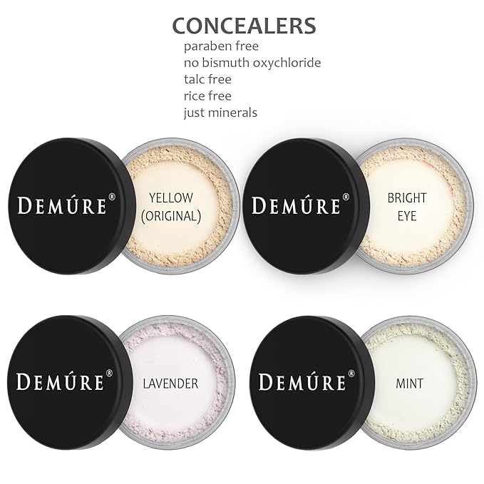 Demure Bright Eye Make Up Concealer | Dark Circle Under Eye Treatment | Pure Crushed Minerals | Loose Powder