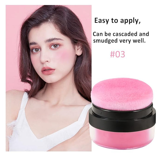 Boobeen Loose Powder Blush Air Cushion Blush, Natural Blusher for Cheeks, Highly Pigmented Makeup Easy to Blend, All Day Wear (C03)