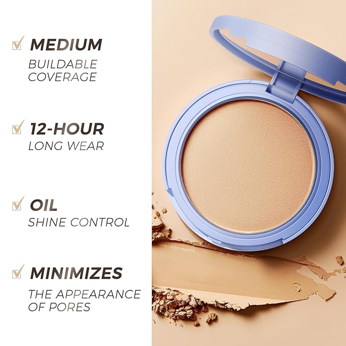 SACE LADY Face Setting Powder & Full Cover Foundation Concealer & Smooth Primer & Sponge, Waterproof Last Poreless Blurring Undereye Makeup Set 5Pcs