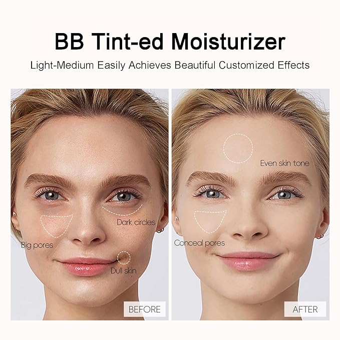 BB Blur ππ’π§πππ Moisturizer SPF 30, BB ππ’π§πππ Care Primer with Brush, BB Cream ππ’π§πππ Moisturizer with SPF All-Day Wear, Full Coverage Light-Medium Skin - Long-Lasting Hydrating
