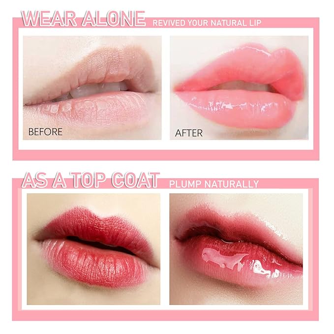 2 PCS Plumping Lip Glow Oil(CHERRY), Clear Tinted Lip Gloss Set, Moisturize Nourish and Enhance Your Lips with a Natural Long-Lasting Shine - Perfect for Any Occasion