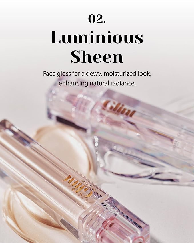 Glint Liquid Gel Highlighter (Glosser, 0.1oz) - Multi-Use Face & Body Gloss for Smooth Glow, Long-Lasting Illuminator Balm for Healthy Radiance. Korean Makeup. Eyes, Cheeks, Nose