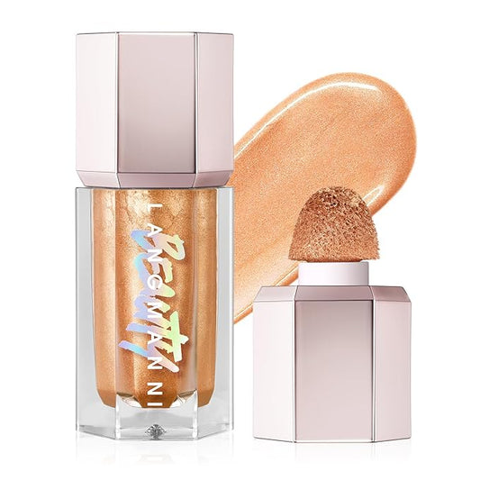 GECOMO Highly Pigmented Liquid Contour - Built-in Sponge Tip Sculpted Complexion Wand Contour Long Lasting Natural Buildable Highlighters Contour Contouring Bronzer 0.17 OZ/5.2ml - 03 LIQUID GOLD