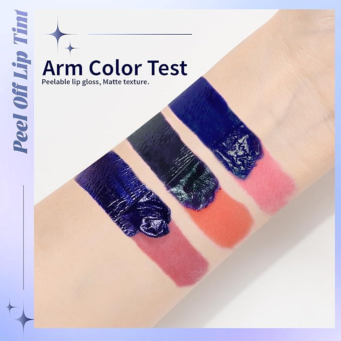 3 Colors Matte Peel Off Lip Liner Stain Set, Moisturizing Tattoo Magic Color Lip Gloss with Bottle, High Pigmented Long Lasting Liquid Lipstick, Waterproof Nude Red Lip Makeup, 01+02+03