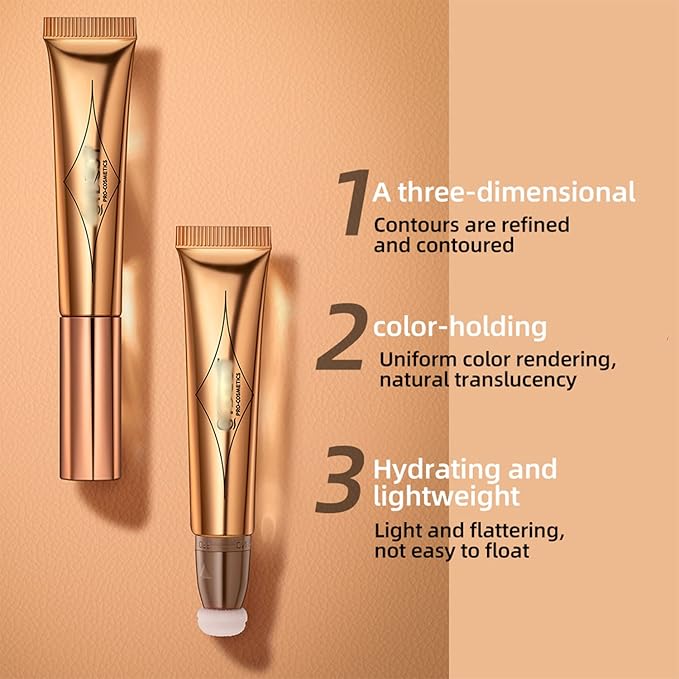 Liquid Blush Beauty Wand, Liquid Face Concealer Contouring Stick Matte Liquid Highlight Blush with Cushion Applicator Attached Easy to Blend Long Lasting Smooth Super Silky Cream Blush Stick (01#)