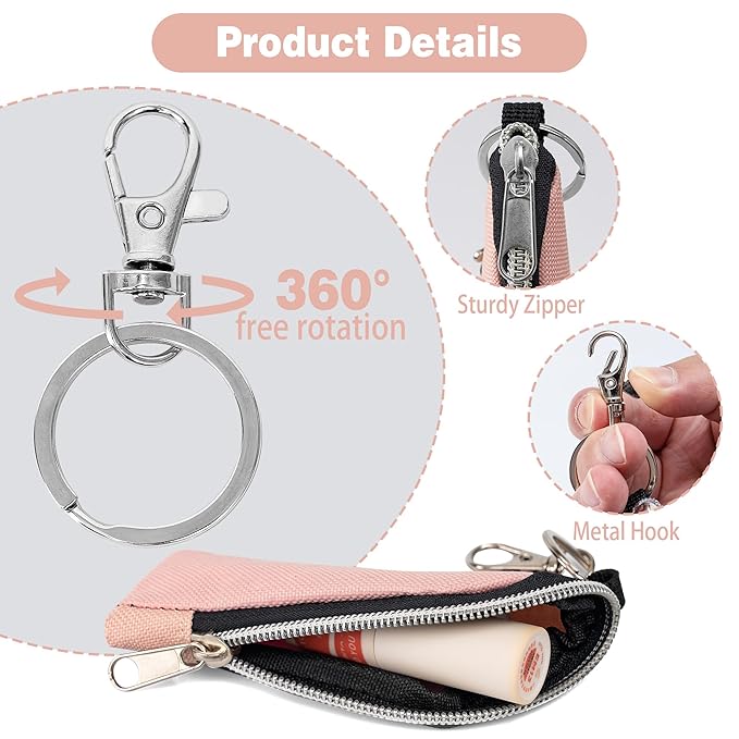 Chapstick Holder, 6 Pcs Lip Balm Sleeve Pouch, Portable Lipstick Holder Bag, Clip-on Makeup Travel Accessories, Great Stuffers for Women