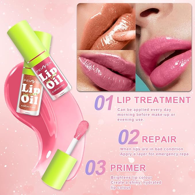 2025NEW-6 Colors Lip Tint Stain Set,Moisturizing and Hydrating Lip Gloss Pack, Non-sticky Fat Oil Lipgloss,Clear Lip Gloss and Glow Lip Oil for Woman(02#)