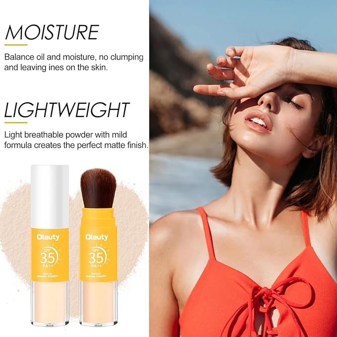 Mineral Sunscreen Setting Powder, Powder Scalp Sunscreen for Face, Powder SPF 35, Lightweight, Long Lasting, Oil Control, Natural Matte Finish, Breathable for All Skin (Translucet)