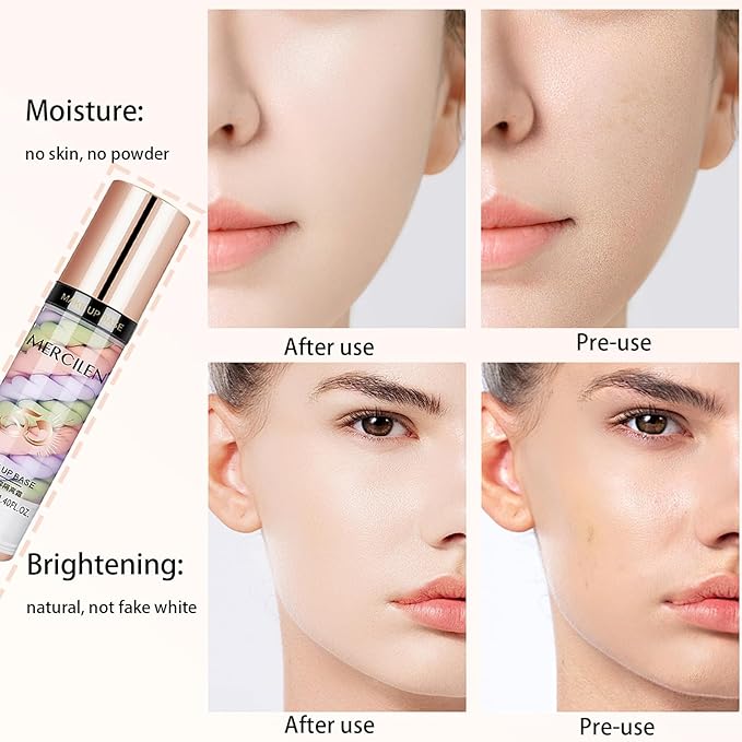 Primer Face Makeup Base, Color Corrector 3 In 1 Isolation Cream, Makeup Primer Skin Tone Correcting, Face Primer for Makeup Brightening Primer, Oil Control Hide Wrinkles and Fine Lines