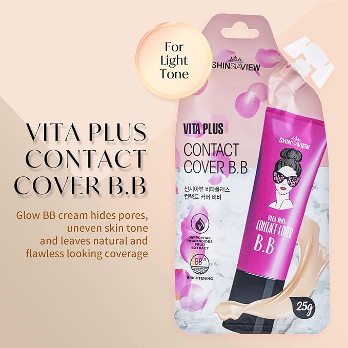 Vita Plus Contact Cover BB Cream Trave Size Makeup Base Matte Coverage for Light to Medium Skin Tones