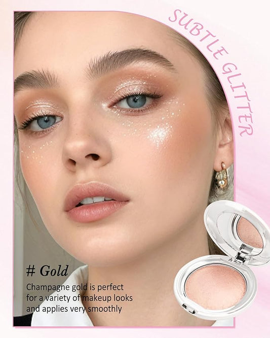 Face Highlighter Powder Palette, Waterproof Long Lasting Shimmer Diamond Gold Glow Highlighting Bronzer Eye Facial Contour Cream Makeup Palette, Illuminator for Women Eyeshadow Body Cheek-02