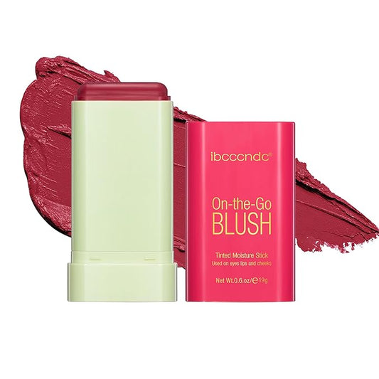 Cream Blush Stick,Contour Beauty Wand,Tinted Moisturizer Stick,Multi-Use Blush Beauty Wand for for Cheeks & Lip Tint & Eyeshadow Makeup,Suitable for All Skin(Hot Red #2)