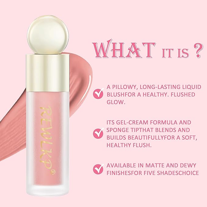 Velvet Liquid Blush - Soft Cream Face Blusher Stick, Natural Long-Wearing Skin Tint Blush - Orange Red