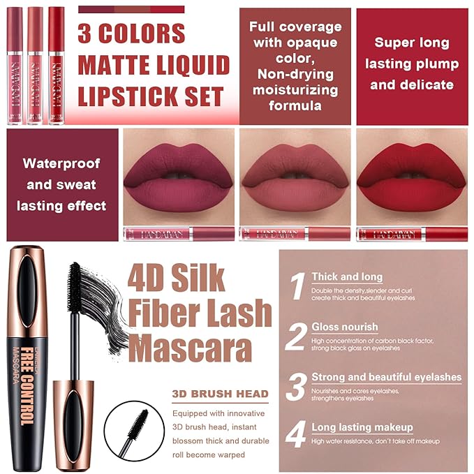 All in One Makeup Kit, Makeup Set Includes 12 Colors Eyeshadow, Foundation & Primer, Lipsticks, Eyeliner, Mascara, Contour Stick, Brow Soap, Makeup Brush & Sponges, Make Up Gift Kit for Women & Teens