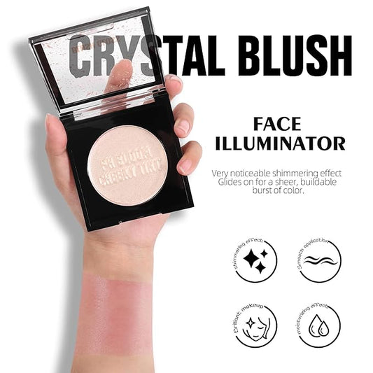 Glow Cream Blush for Cheeks, PH Bloom Cheeky Tint Gloss Visage Blush Waterproof Long Lasting Rouge Blush, Buildable Blush With A Subtle Shimmer Finish, Highly Pigmented & Creamy, Vegan, #01