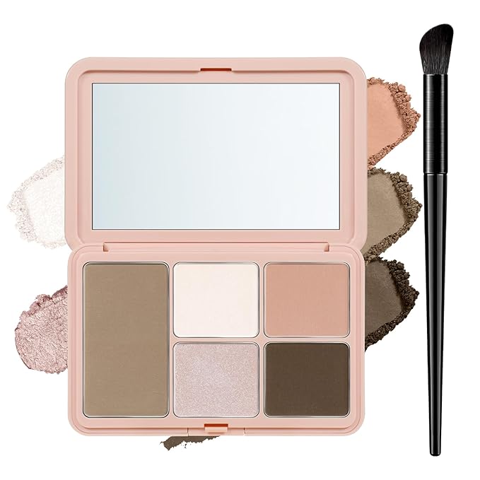 Cool Toned Contour Palette Makeup, All in 1 Highlighter Blush Bronzer Palette for Women, Smooth Long Wear Buildable Nude Primer Powder Three-Dimensional Natural Contouring Face Cosmetic Gift